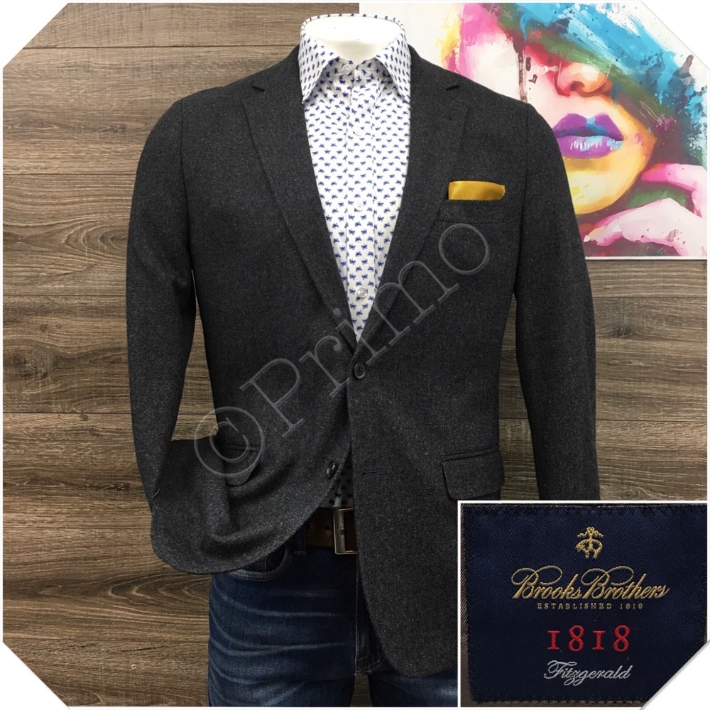 BROOKS BROTHERS Mens Blazer Sport Coat Casual Jacket Size 42R Wool Cashmere Suit